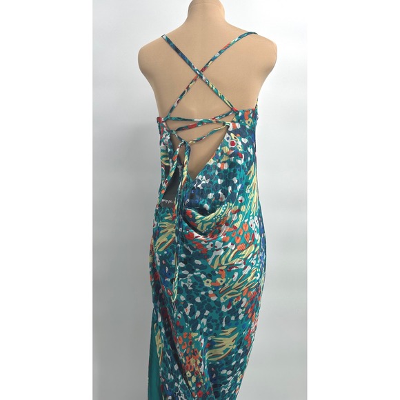 Nasty Gal Maxi Dress Abstract Print Lace‎ Up Back Sleeveless Size 8 - Picture 14 of 16